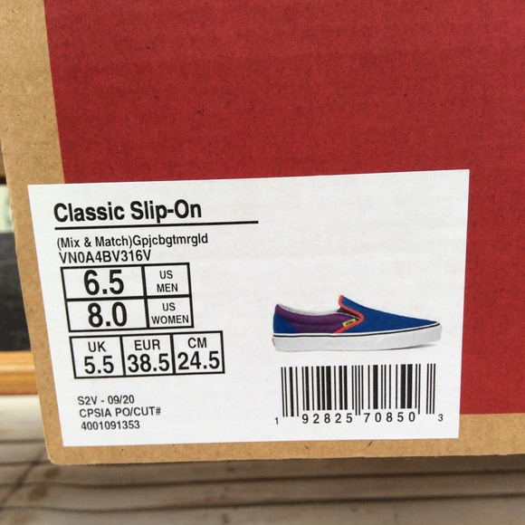 Vans Classic Slip On Mix & Match Suede Sneakers 8 50% Off - Picture 9 of 9